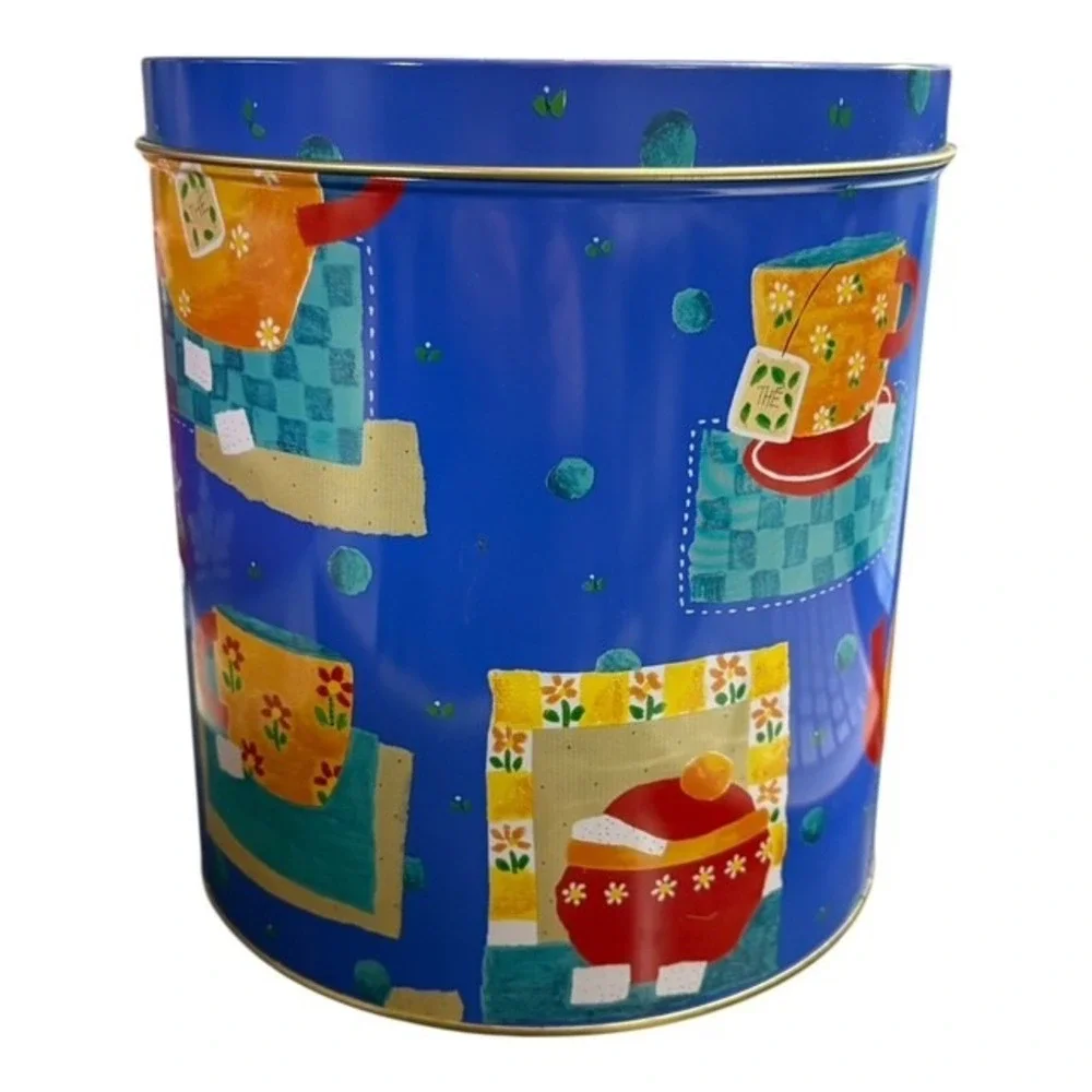 Maison Department 56 Tea Time Stacking Tins Set of 3 Blue Teapot Canisters